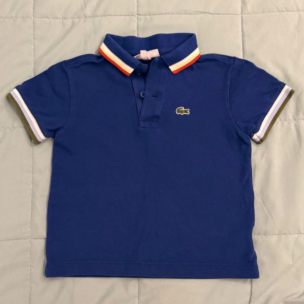 Lacoste Kids Polo Shirt in Blue with Colorful Collar